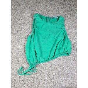 Zara Vibrant Green Asymmetric Side-Tie Crop Top Large
